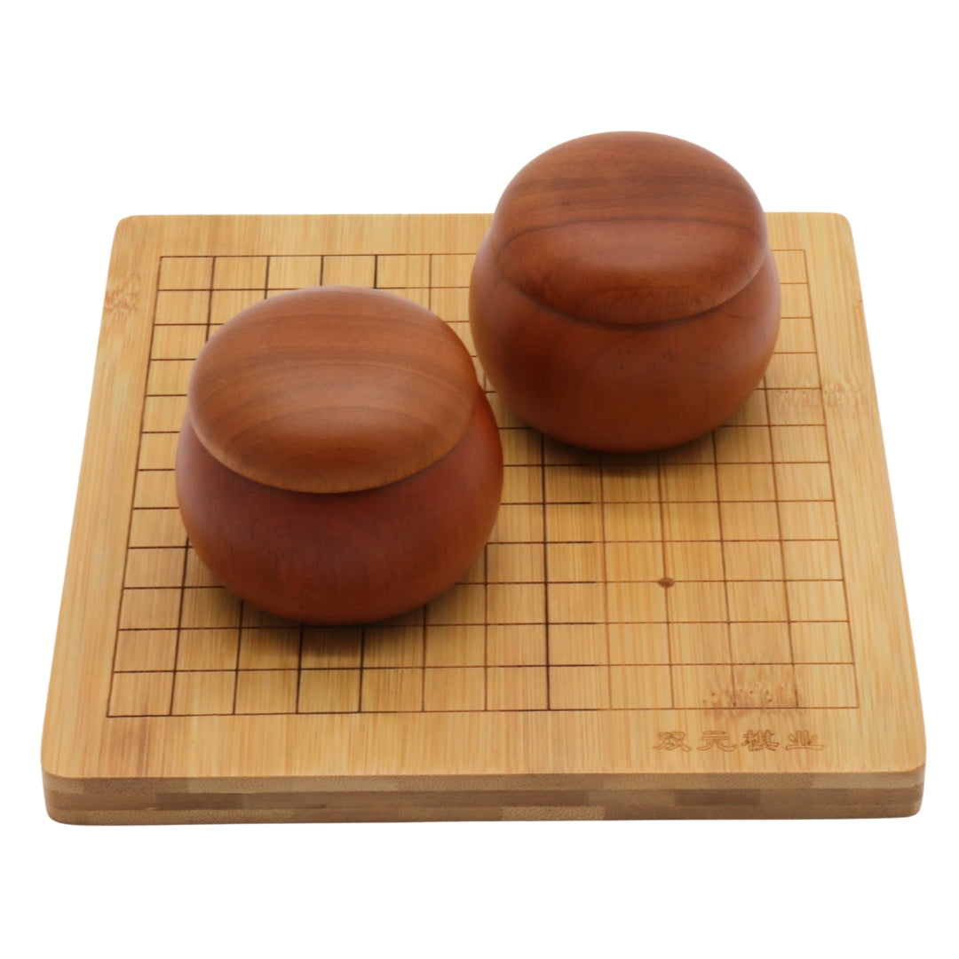 BAMBOO GO SET | Board (13x13 grid) | 2 Bowls | Ceramic Single-Convex Stones