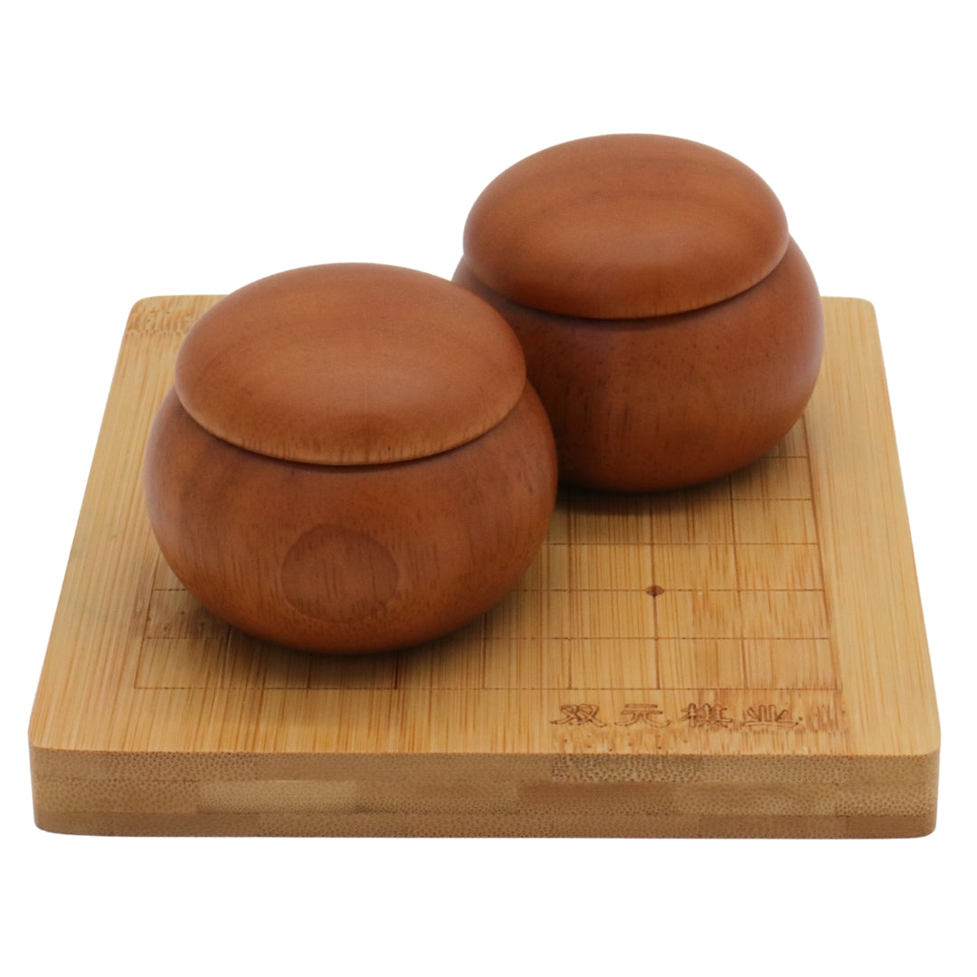 BAMBOO GO SET | Board (9x9 grid) | 2 Bowls | Ceramic Single-Convex Stones