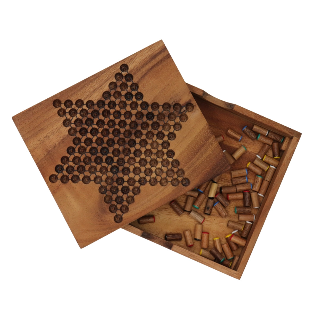 CHINESE CHECKERS in Box | 15 cm | Solid Wood