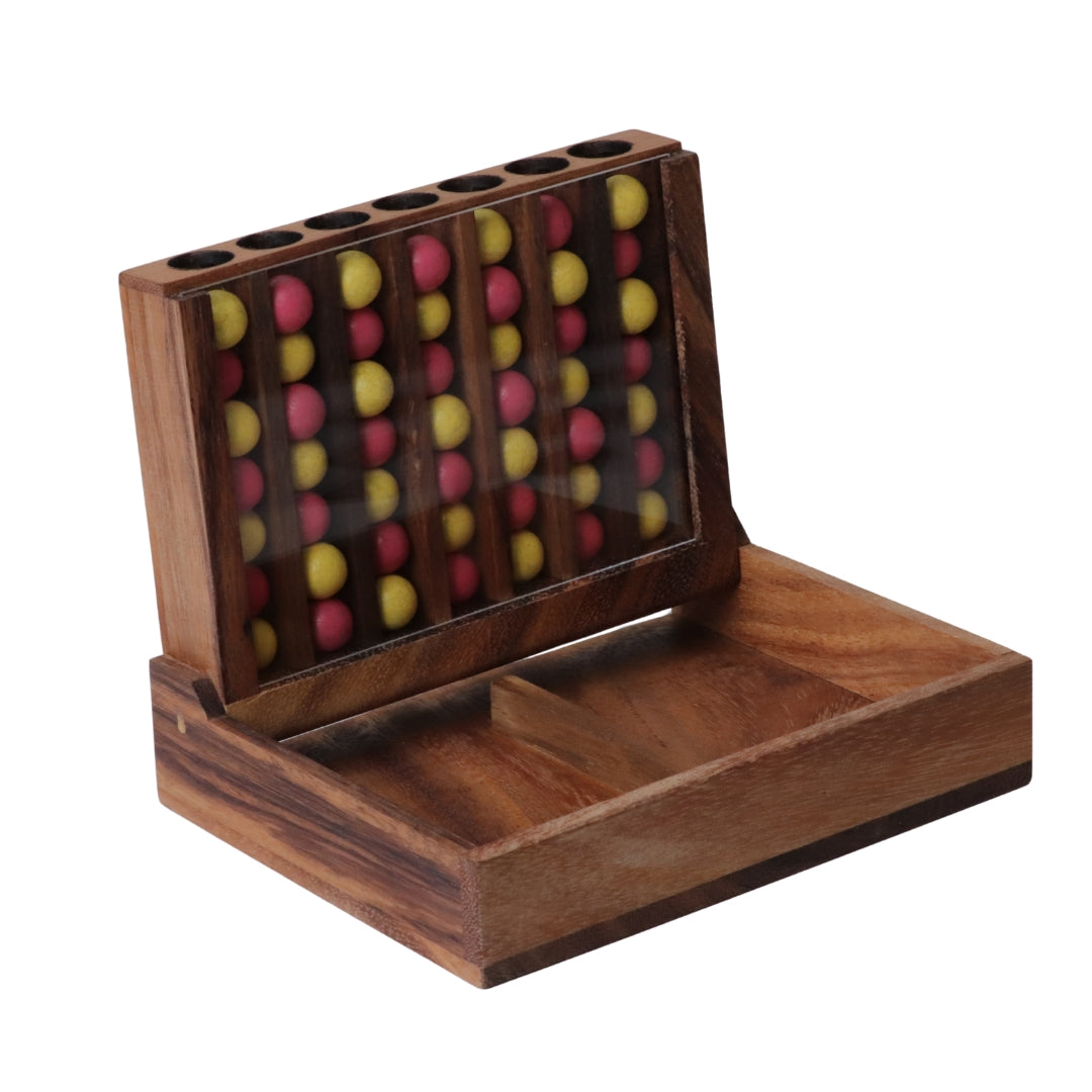 FOUR IN A ROW 2D | 17cm | Wood | Yellow &amp; Pink Balls