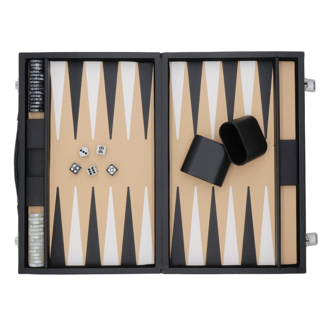 Leatherette Backgammon in Case With Side Racks | 38cm