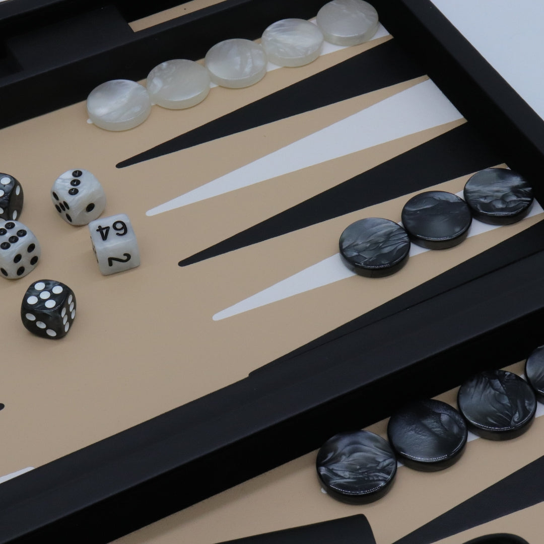 Leatherette Backgammon in Case With Side Racks | 38cm