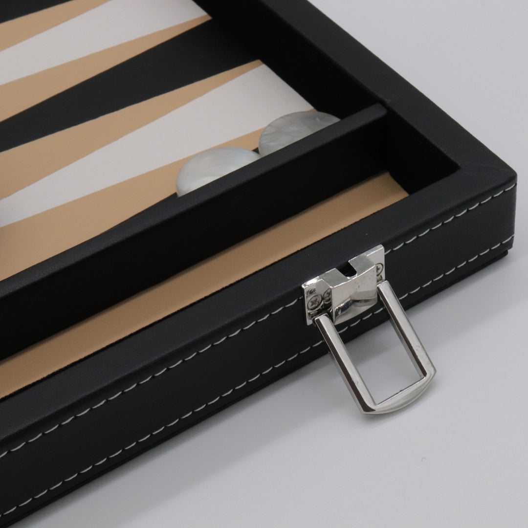 Leatherette Backgammon in Case With Side Racks | 38cm