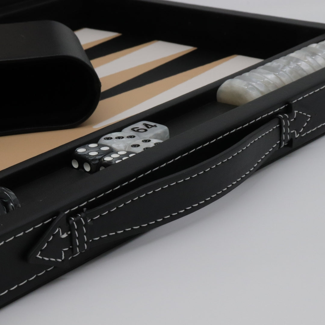 Leatherette Backgammon in Case With Side Racks | 38cm