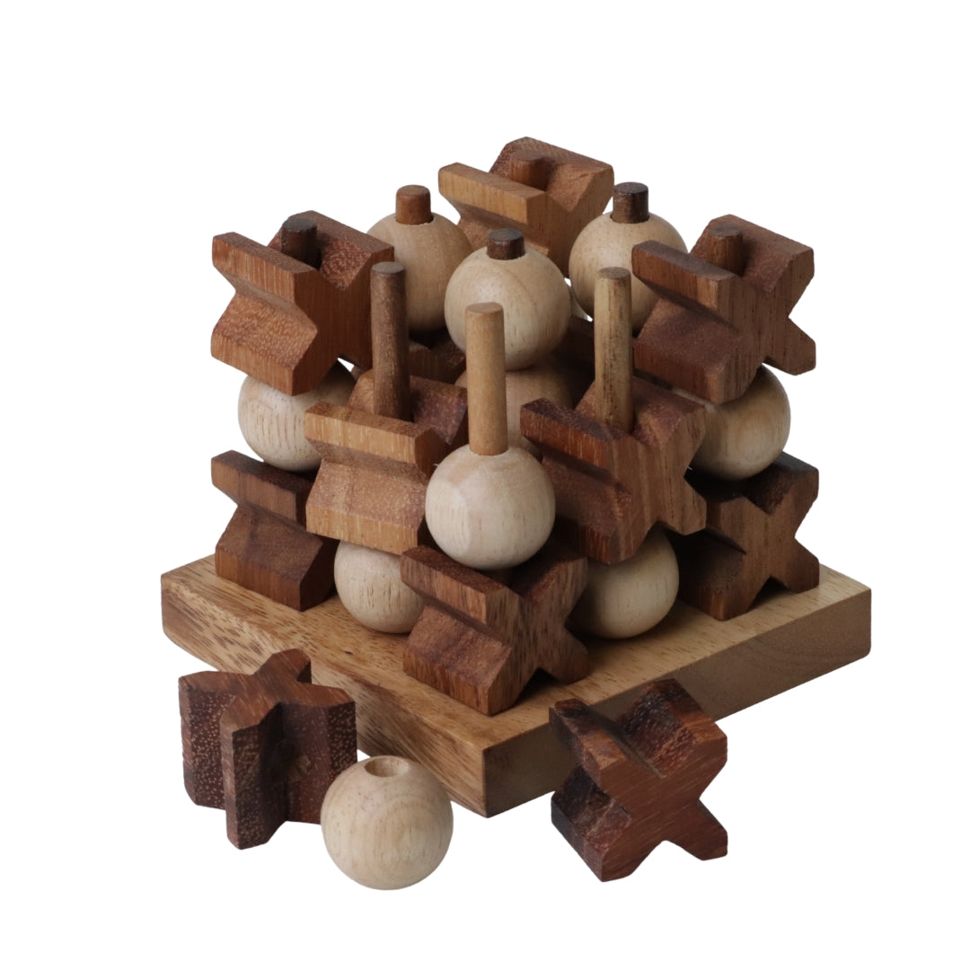 Noughts &amp; Crosses | 10cm | 3D | Solid Wood