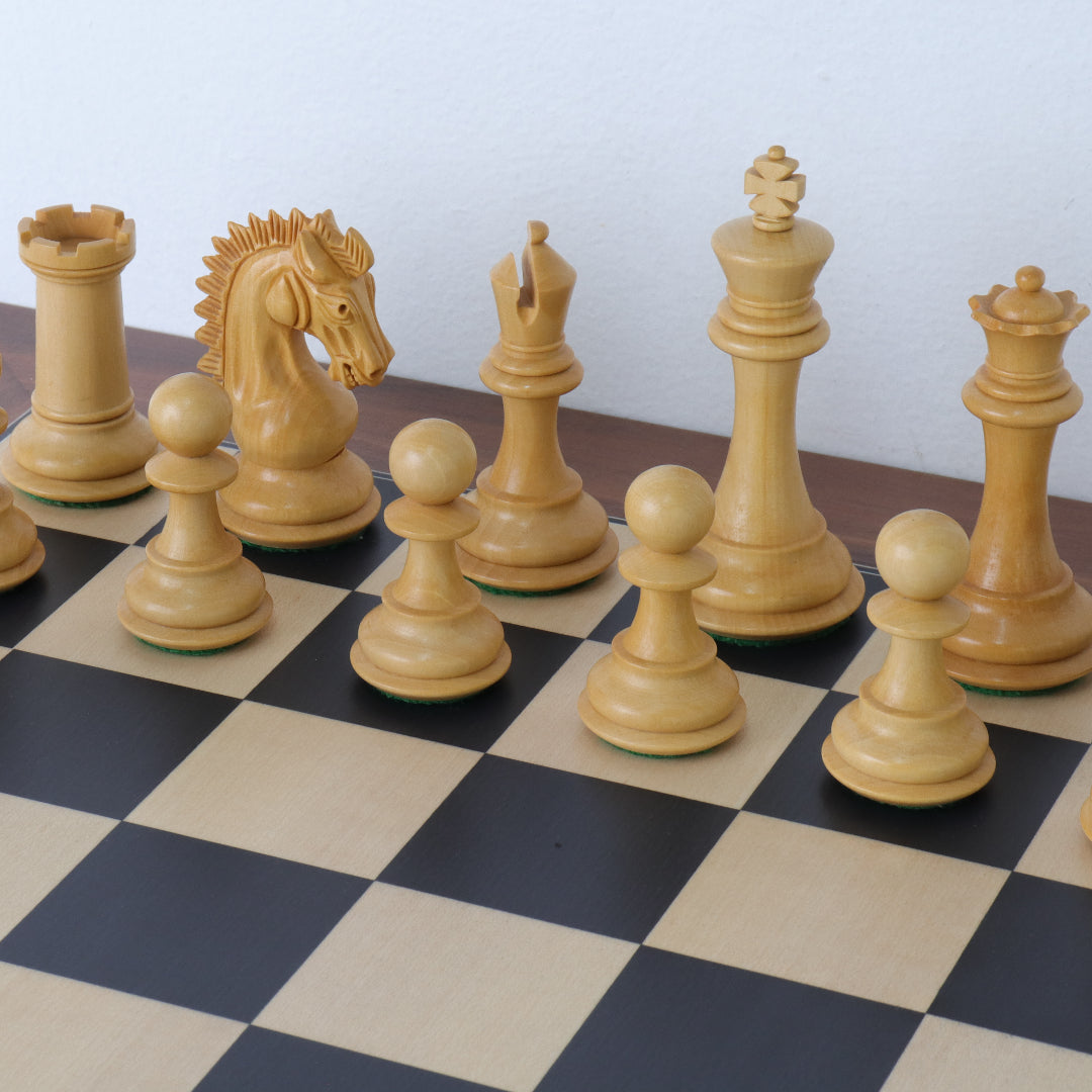 POTISHHEAD | Anjan Wood Pieces | 95mm King | Back Poplar &amp; Sycamore | Walnut Border | 50mm Squares