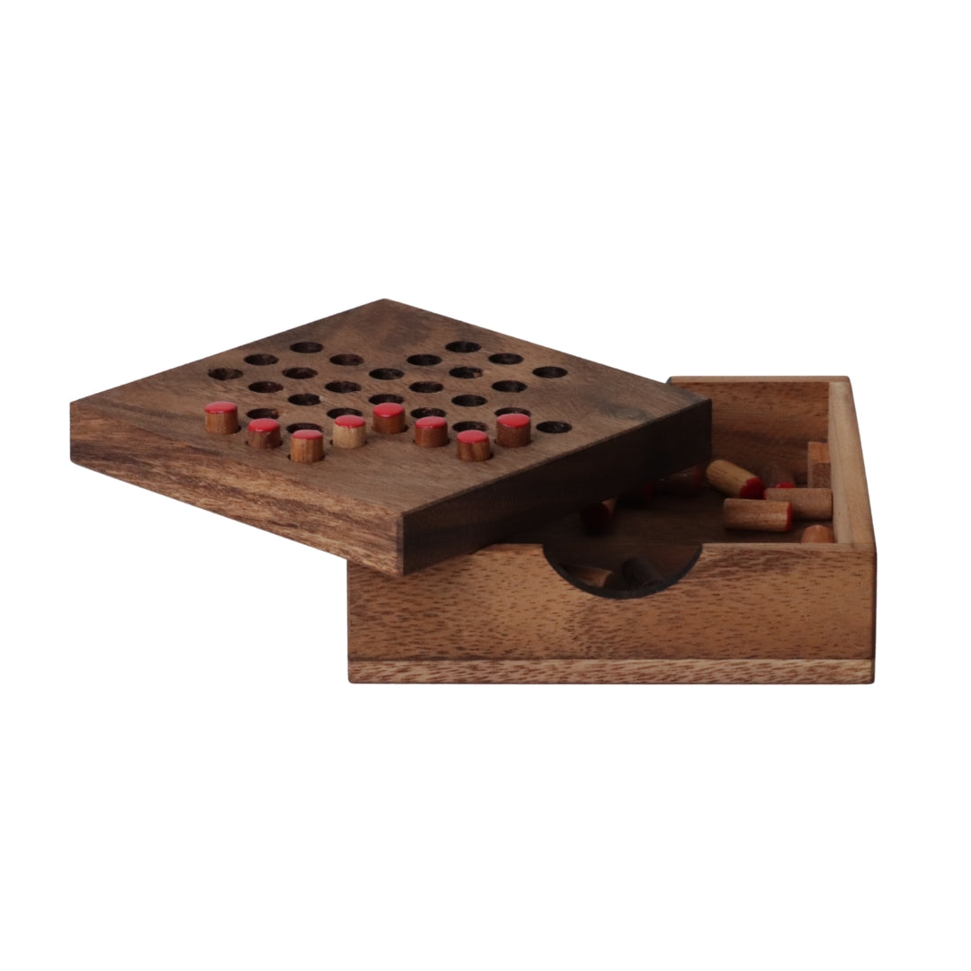 SOLITAIRE with Pegs | 11 cm Board | Monkeypod Wood