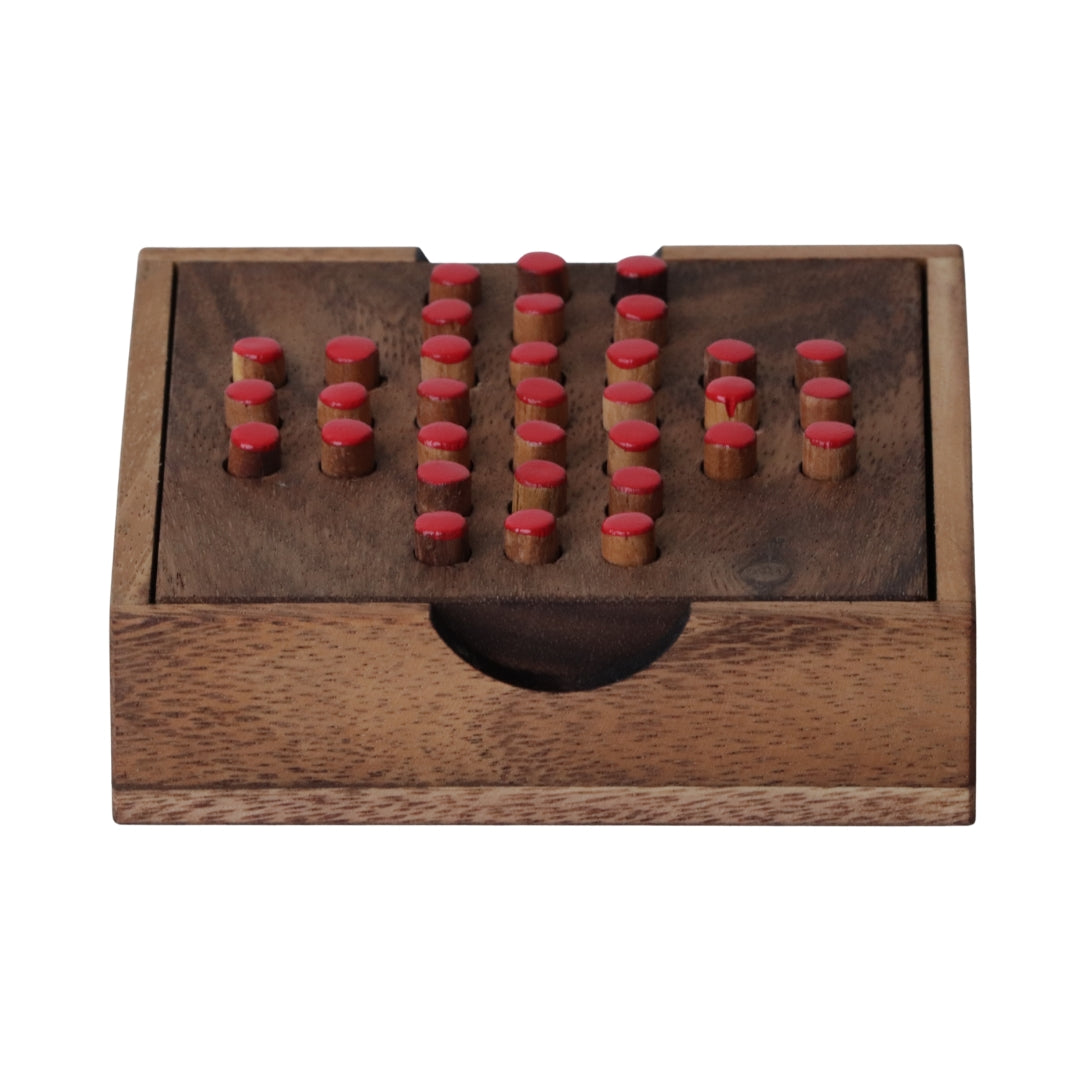 SOLITAIRE with Pegs | 11 cm Board | Monkeypod Wood