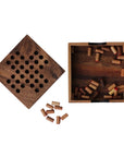 SOLITAIRE with Pegs | 11 cm Board | Monkeypod Wood