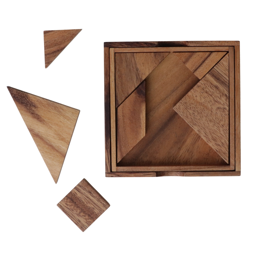 TANGRAM SQUARE | 12cm | Monkeypod Wood