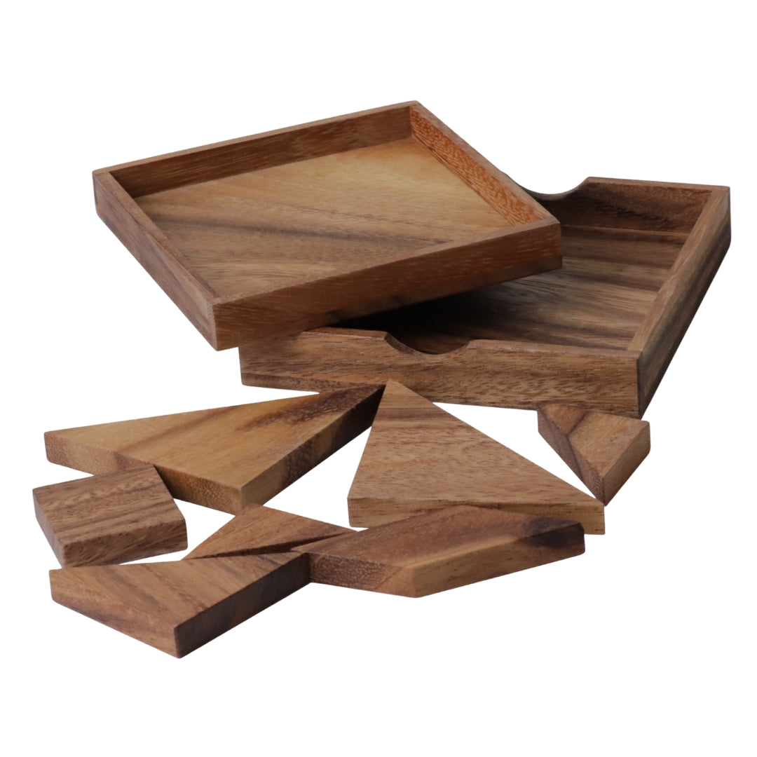 TANGRAM SQUARE | 12cm | Monkeypod Wood