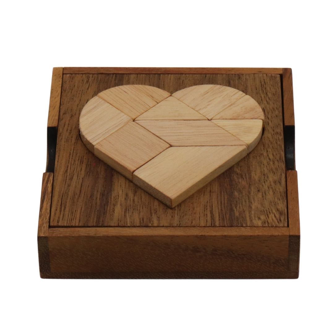 TANGRAM  HEART | 12 cm | Solid Wood | 9 Pieces