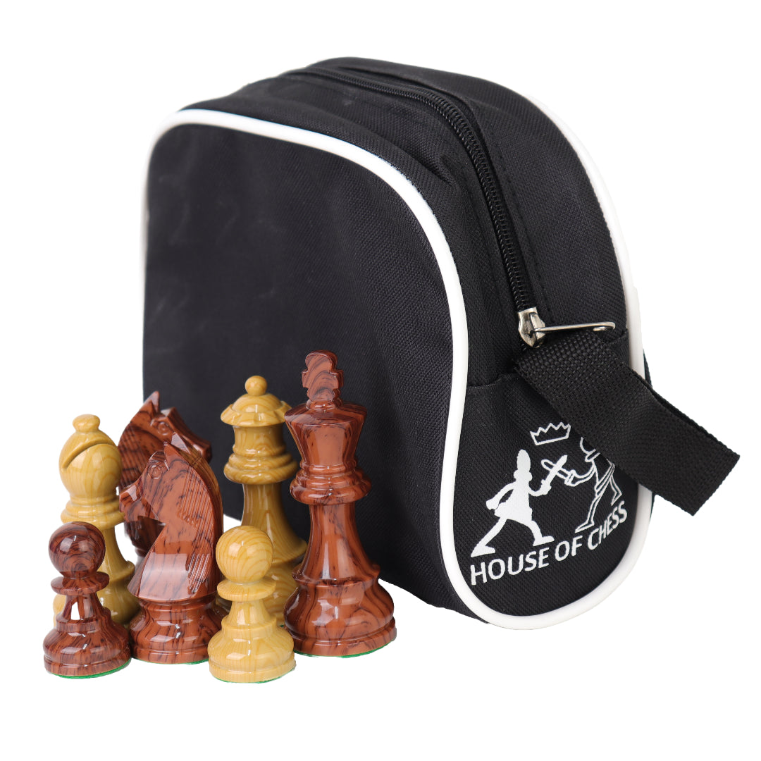 Wood Grain Mousepad Chess Set | Triple Weighted Plastic Chess Pieces