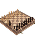 Travel Chess & Checkers Set | Folding | Magnetic | Walnut & Maple | 40cm