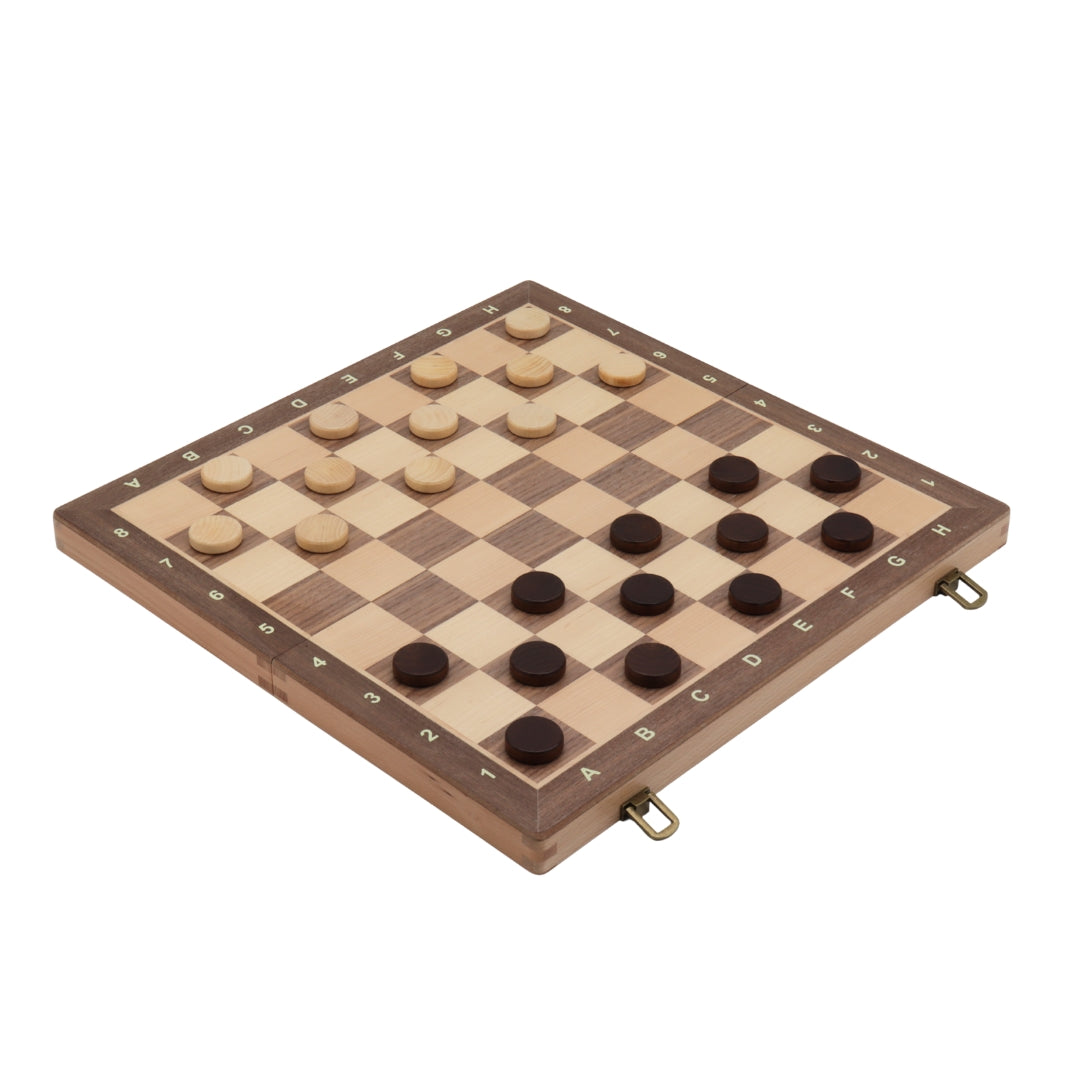 The Complete Checkers Vol.Ⅱ Travel Chess & Checkers Set | Folding | Magnetic | Walnut & Maple