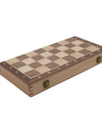 Travel Chess & Checkers Set | Folding | Magnetic | Walnut & Maple | 40cm