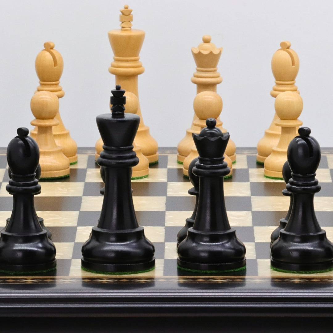 LENINGRAD Wooden Chess Set with Black &amp; Mother of Pearl Beech Board | 50mm