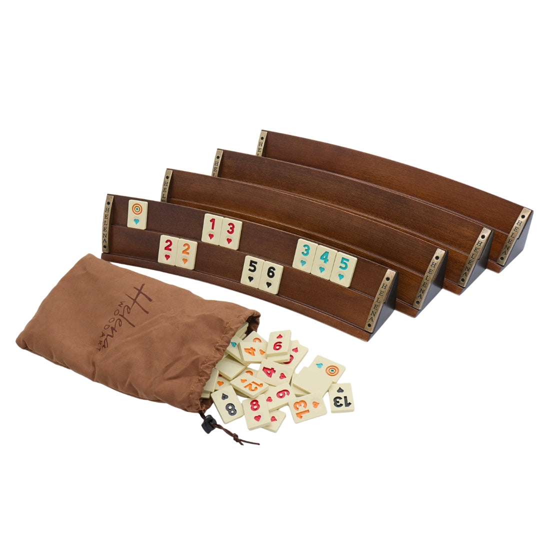Large Rummikub Set Luxury RUMMIKUB SET | 4 Curved Racks | Solid Beech Wood – House of Chess
