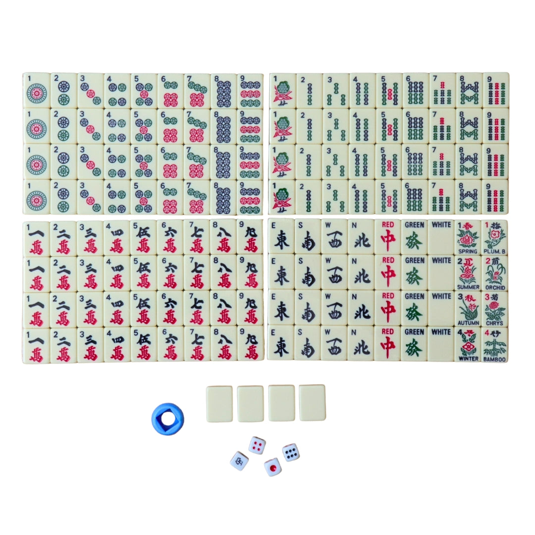 Mahjong tile set arranged neatly showcasing Mahjong tile set contents