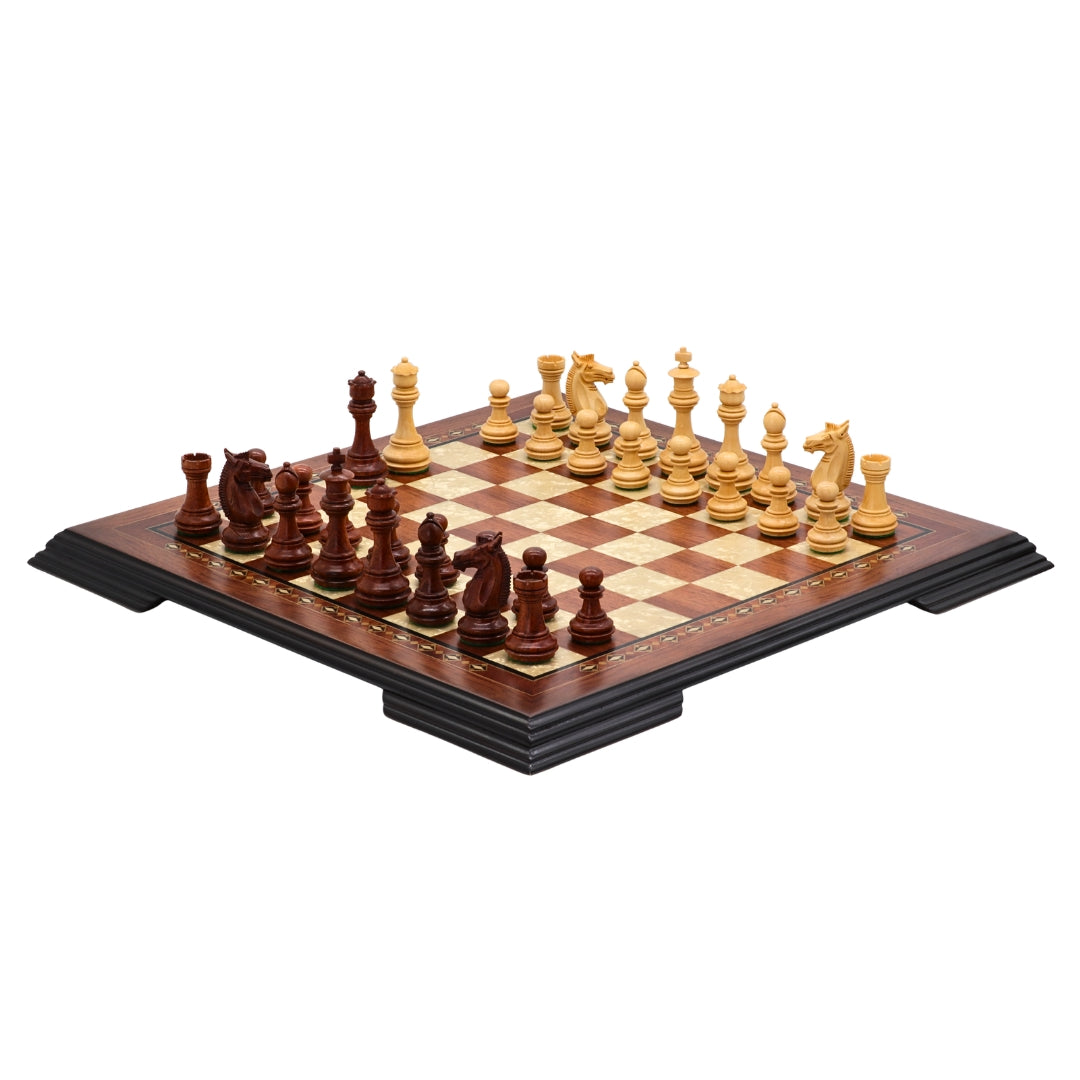 MEGHDOOT Wooden Chess Set with Rosewood &amp; Mother of Pearl Beech Board | 42mm Squares