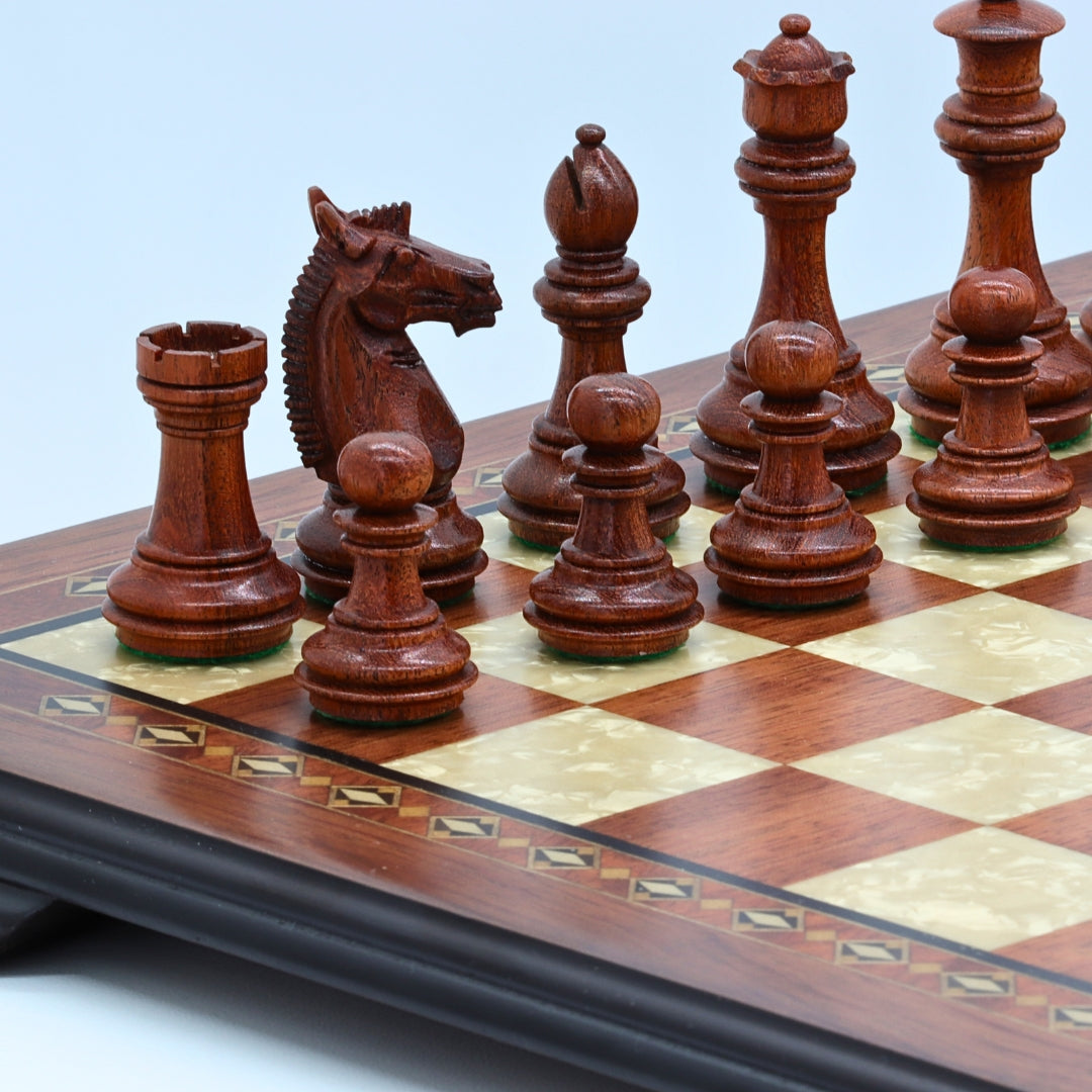 MEGHDOOT Wooden Chess Set with Rosewood &amp; Mother of Pearl Beech Board | 42mm Squares