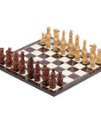 MUGHAL AFTAB Wooden Chess Set with Glossy Walnut Chess Board | 37mm Squares