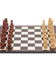MUGHAL AFTAB Wooden Chess Set with Glossy Walnut Chess Board | 37mm Squares