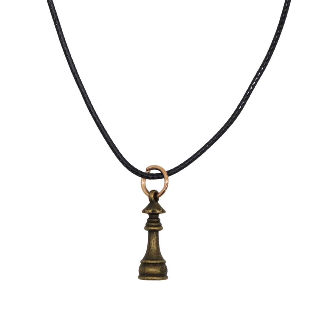 NECKLACE | Chess Themed | Black Faux Leather Cord