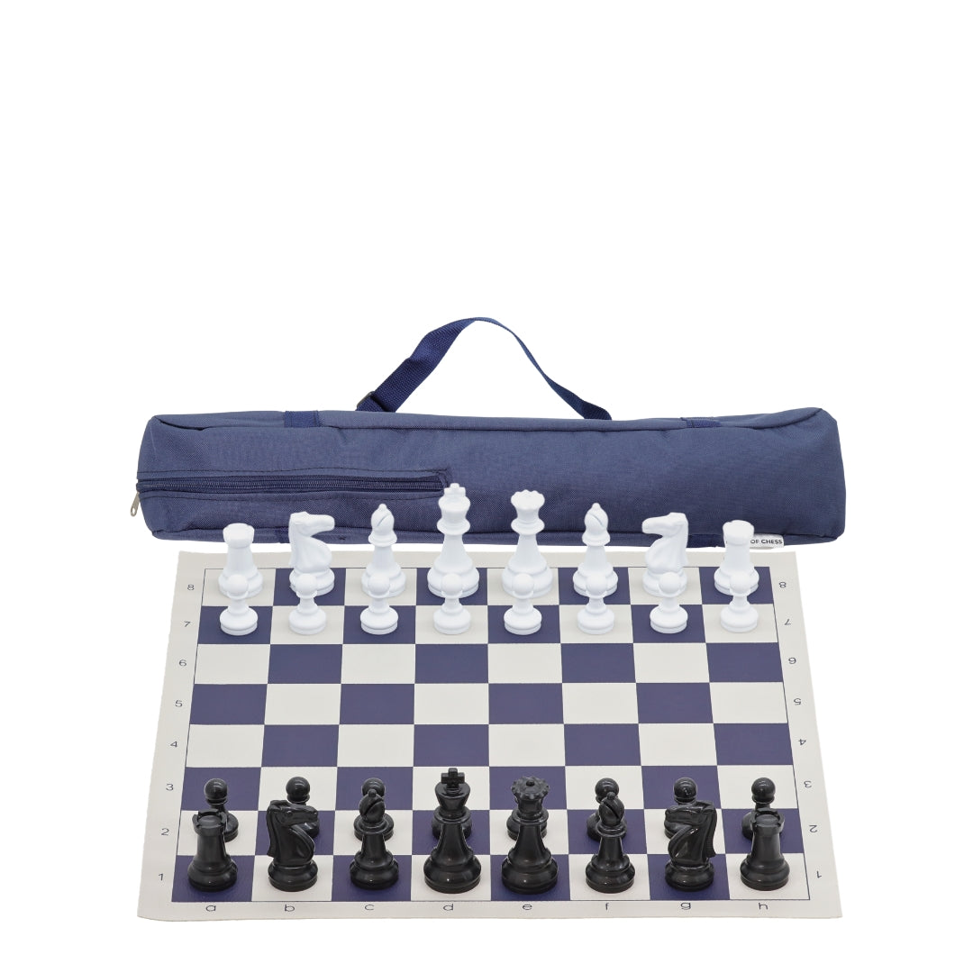 Blue Vinyl Roll-Up Tournament Set | 50 mm Squares