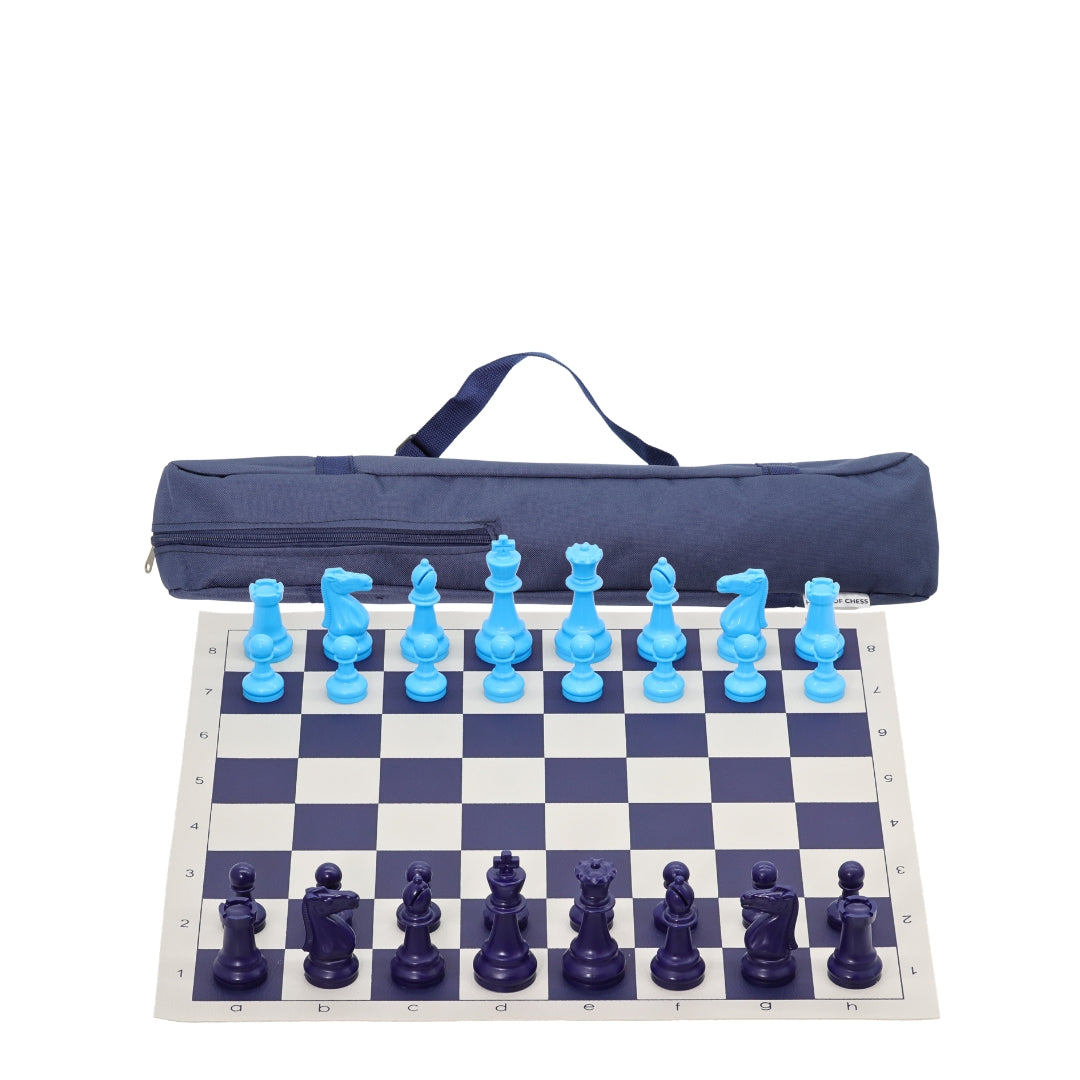 Blue Vinyl Roll-Up Tournament Set | 50 mm Squares