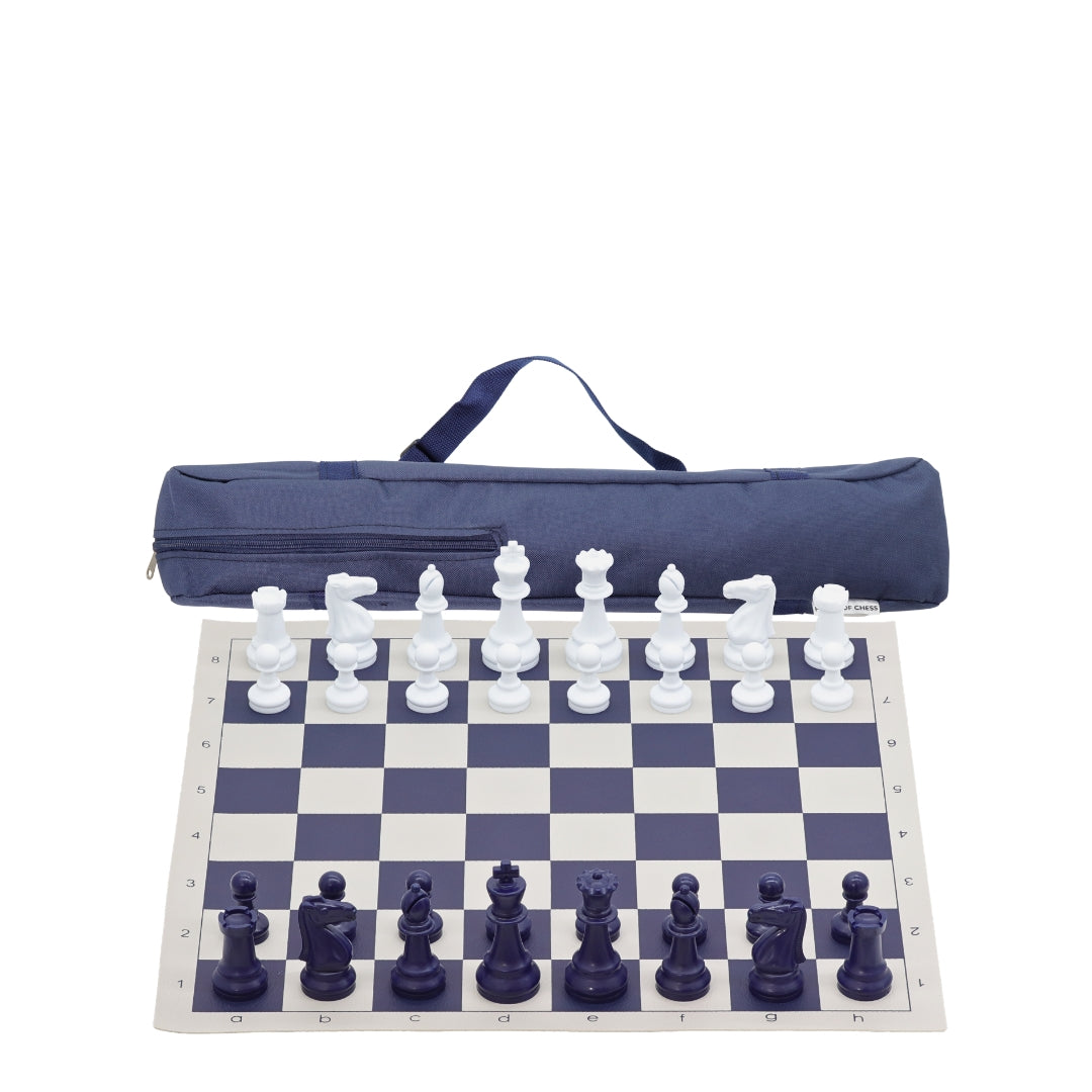 Blue Vinyl Roll-Up Tournament Set | 50 mm Squares