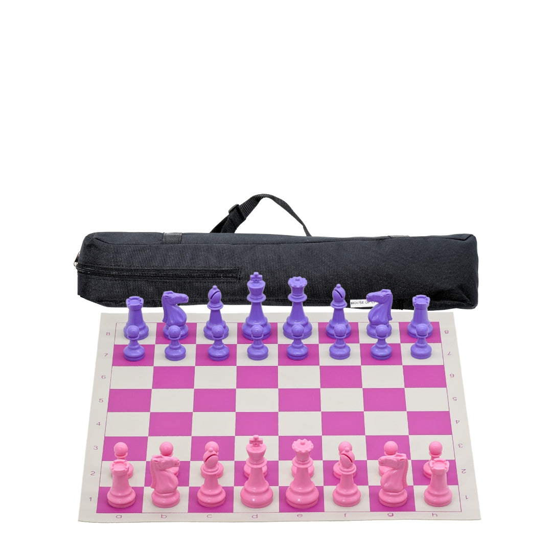 Pink Vinyl Roll-Up Tournament Set | 50 mm Squares