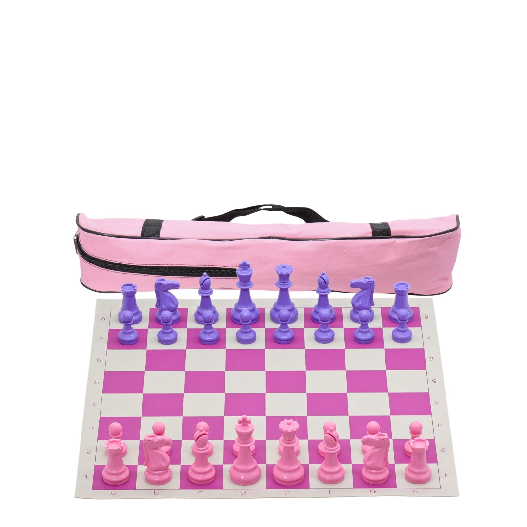 Pink Vinyl Roll-Up Tournament Set | 50 mm Squares