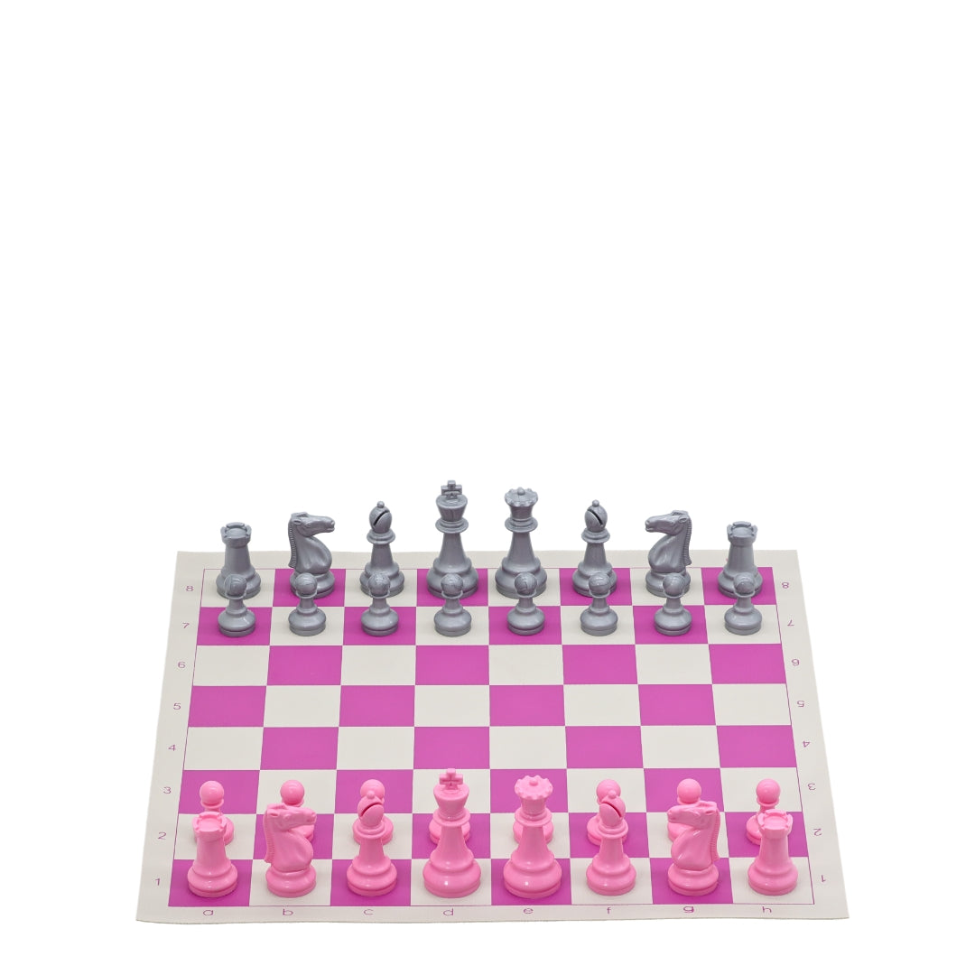 Pink Vinyl Roll-Up Tournament Set | 50 mm Squares