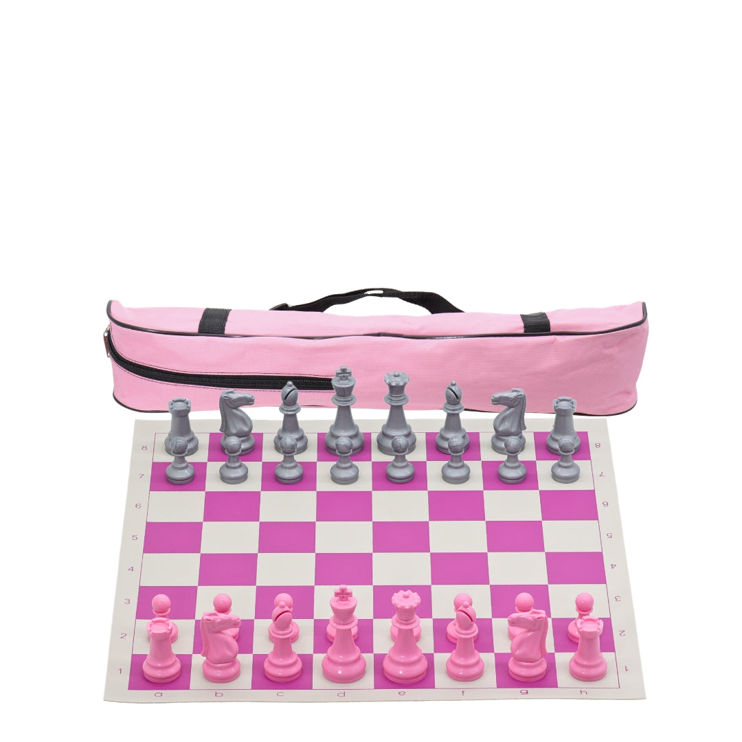 Pink Vinyl Roll-Up Tournament Set | 50 mm Squares