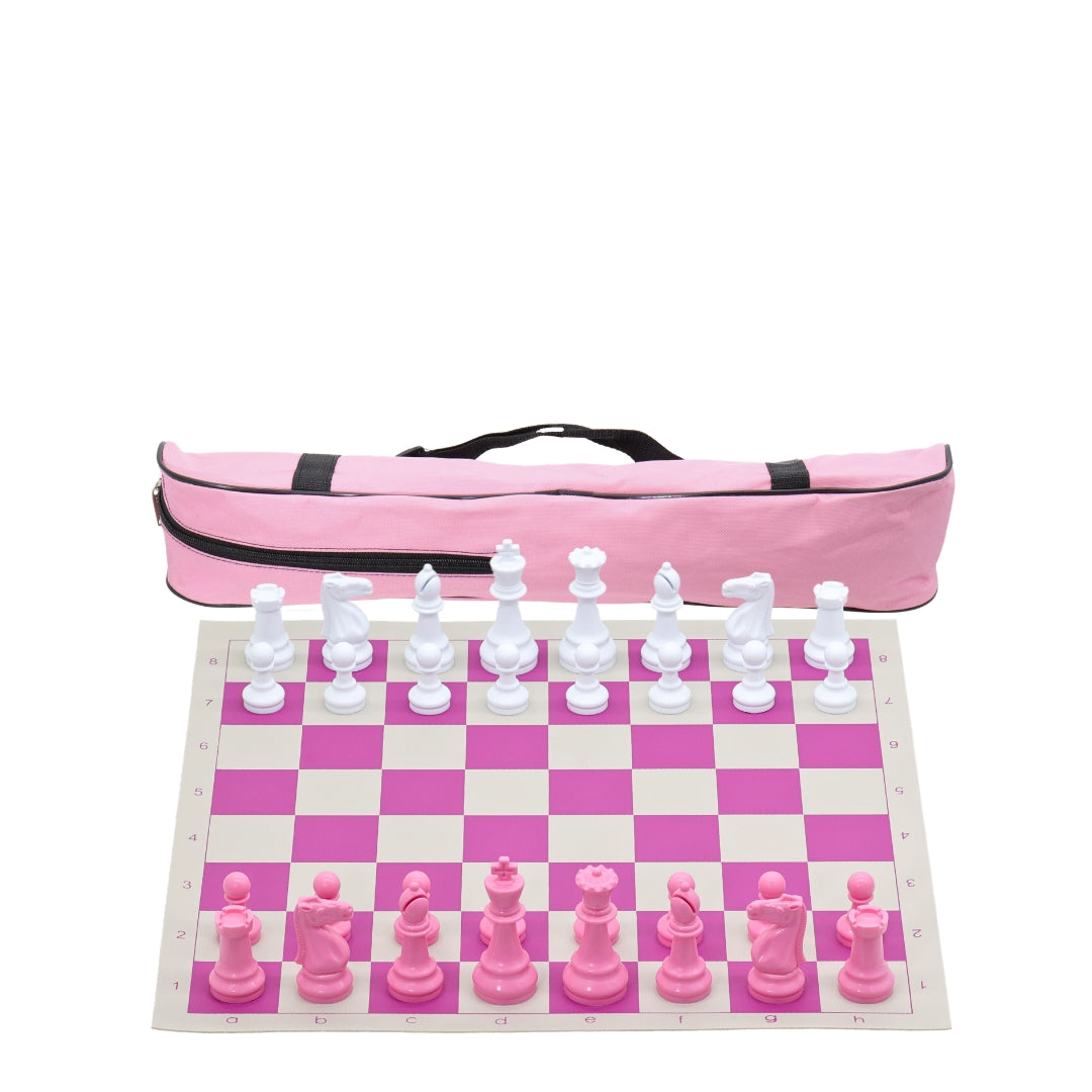 Pink Vinyl Roll-Up Tournament Set | 50 mm Squares