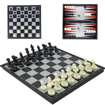 Plastic Magnetic 3-in-1 | chess, checkers & backgammon