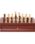 POLISH KNIGHT Chess Set with Maple Mahogany Board with Drawers | 45mm Squares