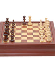 POLISH KNIGHT Chess Set with Maple Mahogany Board with Drawers | 45mm Squares