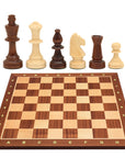 TIMELESS (Polish knight) | Chinese Cherry Pieces, 90mm King | Mahogany & Maple chess board | 55mm Squares