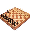 TIMELESS (Polish knight) | Chinese Cherry Pieces, 90mm King | Mahogany & Maple chess board | 55mm Squares