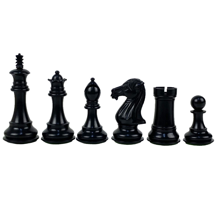 ROYAL KNIGHT | Ebony Chess Pieces | 108mm King Height | Tilia Chess Table with Backgammon | 62mm Squares