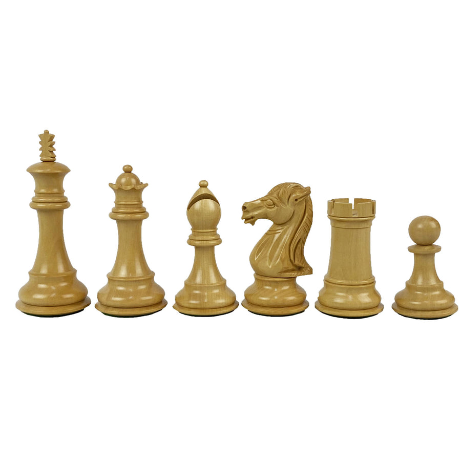 ROYAL KNIGHT | Ebony Chess Pieces | 108mm King Height | Tilia Chess Table with Backgammon | 62mm Squares