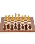 RUSSIAN KNIGHT Acacia Pieces, 85 mm King | Walnut & Maple Board, 45 mm Squares