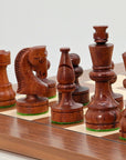 RUSSIAN KNIGHT Acacia Pieces, 85 mm King | Walnut & Maple Board, 45 mm Squares