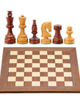 RUSSIAN KNIGHT Acacia Pieces, 85 mm King | Walnut & Maple Board, 45 mm Squares