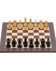 RUSSIAN KNIGHT Ebonised Pieces, 85 mm King | Wenge & Maple Board, 45 mm Squares
