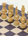 RUSSIAN KNIGHT Ebonised Pieces, 85 mm King | Wenge & Maple Board, 45 mm Squares