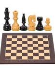 RUSSIAN KNIGHT Ebonised Pieces, 85 mm King | Wenge & Maple Board, 45 mm Squares