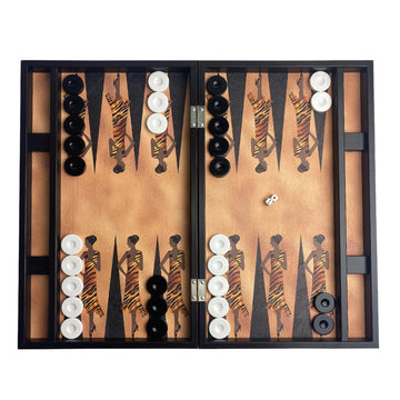 Leatherette Backgammon | Safari | Side racks | 48cm